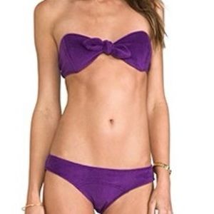 NEW Lisa Marie Fernandez Poppy Bandeau Low Rise Bikini Purple Terry S